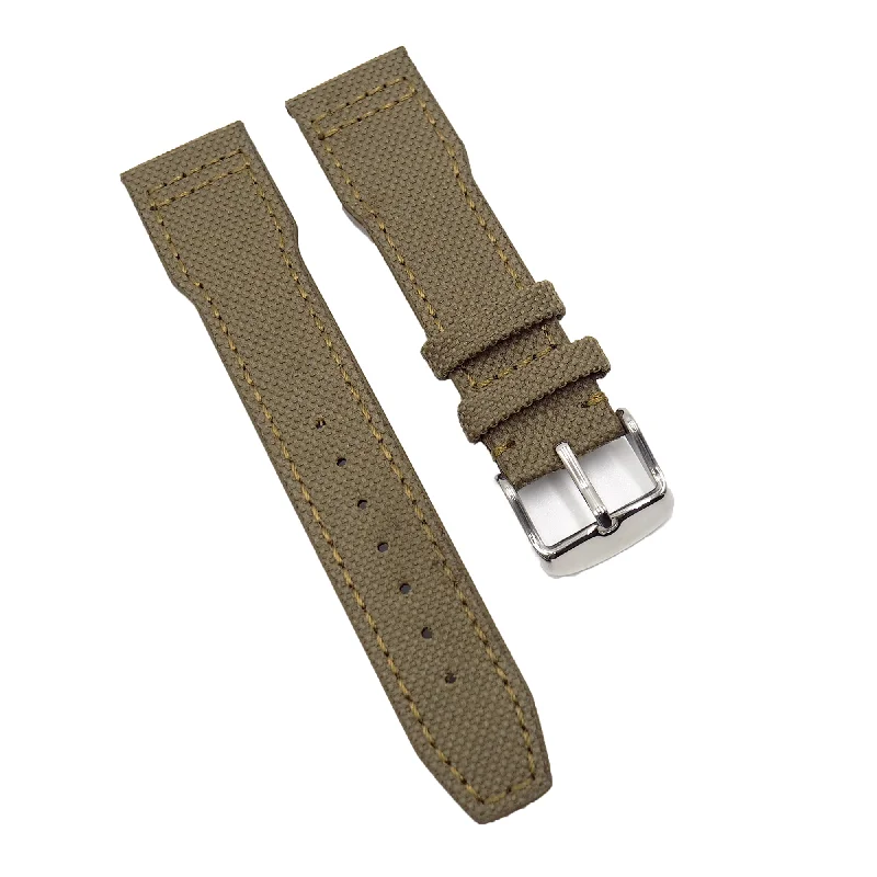 20mm, 21mm Pilot Style Peanut Brown Nylon Watch Strap For IWC, Semi Square Tail-IWC Watch with Chronograph and Tachymeter -