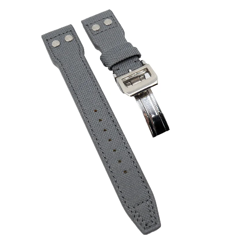 22mm Pilot Style Grey Nylon Watch Strap For IWC, Rivet Lug, Semi Square Tail-IWC Watch for VIP Clients -