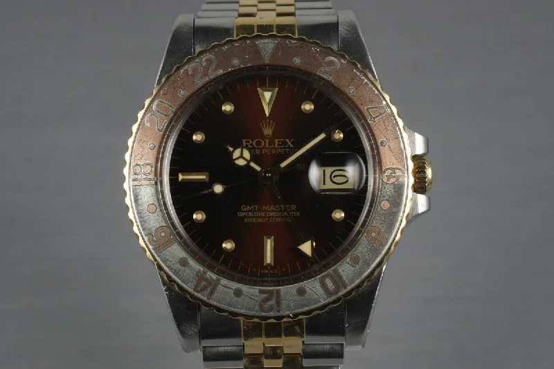 1981 Rolex Two Tone GMT 16753 Root Beer Dial-Rolex Watch with Large Face -