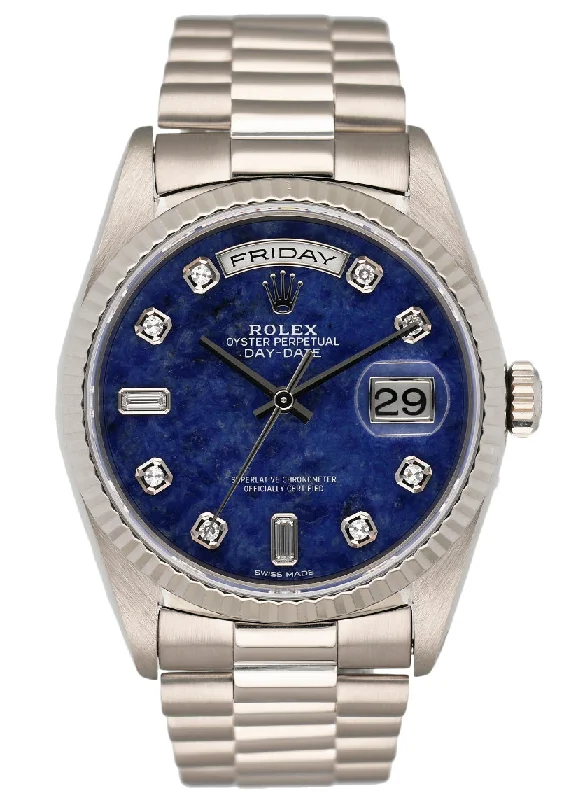 Rolex Day Date 18239 Sodalite Diamond Dial Mens Watch-Rolex Watch with Rubber Strap -