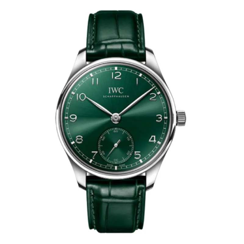 IWC Portugieser 40mm - Ref: IW358310 - Green Arabic Dial, Green Alligator Leather Strap-IWC Watch for High-End Investment -