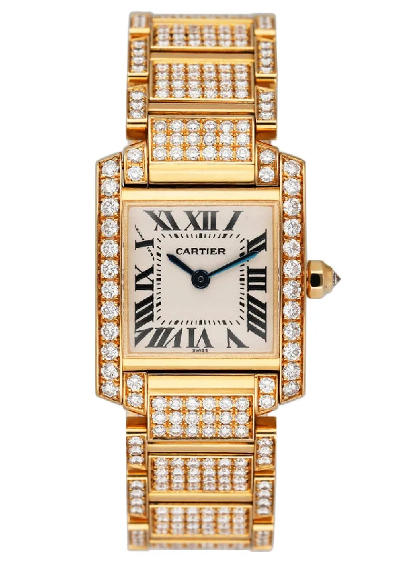 Cartier Tank Francaise WE1001RD Diamond Ladies Watch Box Papers-Cartier Watch with Integrated Case and Strap -