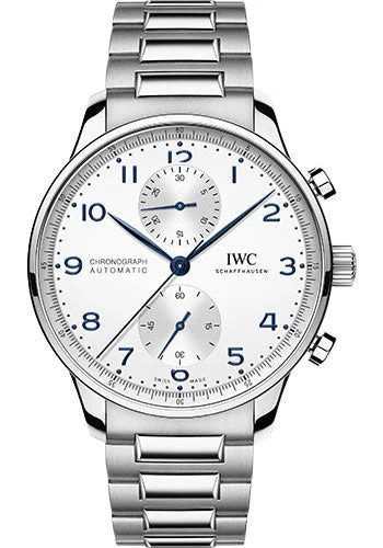 IWC Portugieser Chronograph - Stainless Steel Case - Silver-Plated Dial - Stainless Steel Bracelet - IW371617-IWC Watch for Precision Timekeeping -