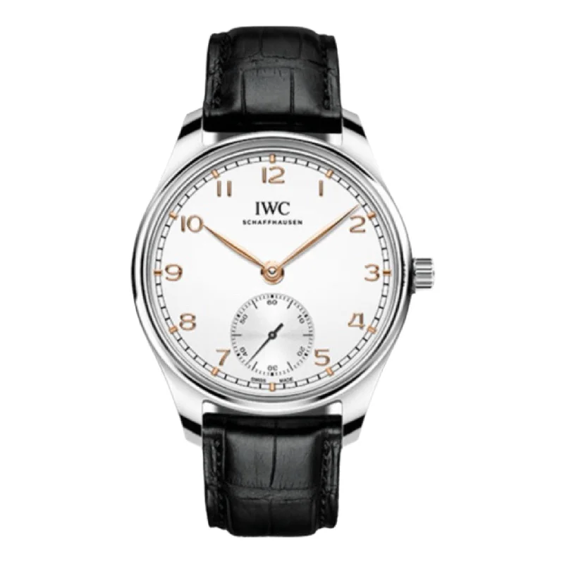 IWC Portugieser 40mm - Ref: IW358303 - Silver Chronograph Dial, Black Alligator Leather Strap-IWC Watch with Chronograph Function -