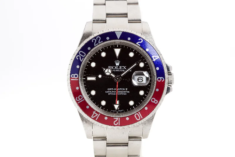 2006 Unpolished Rolex GMT Master 16710 Pepsi bezel-Rolex Watch with Gold Case -