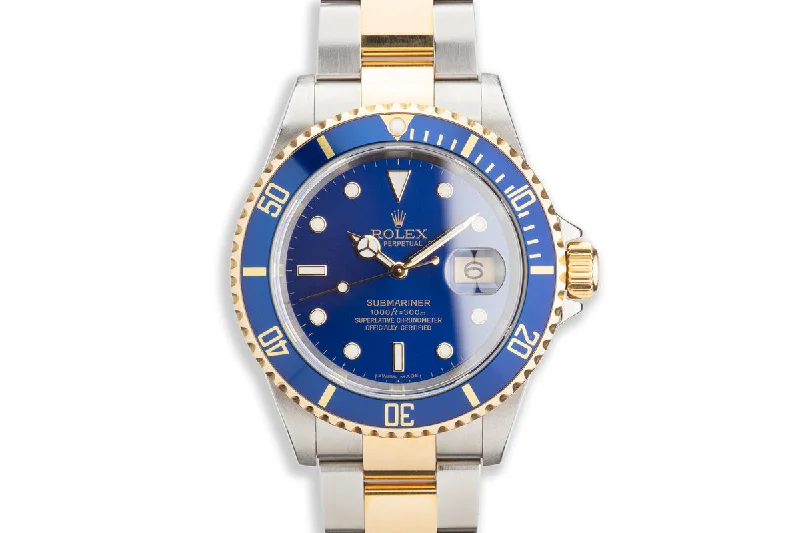 2005 Rolex Two Tone Blue Submariner 16613 with Box and Papers-Rolex Watch for Fast Time Zone Changes -