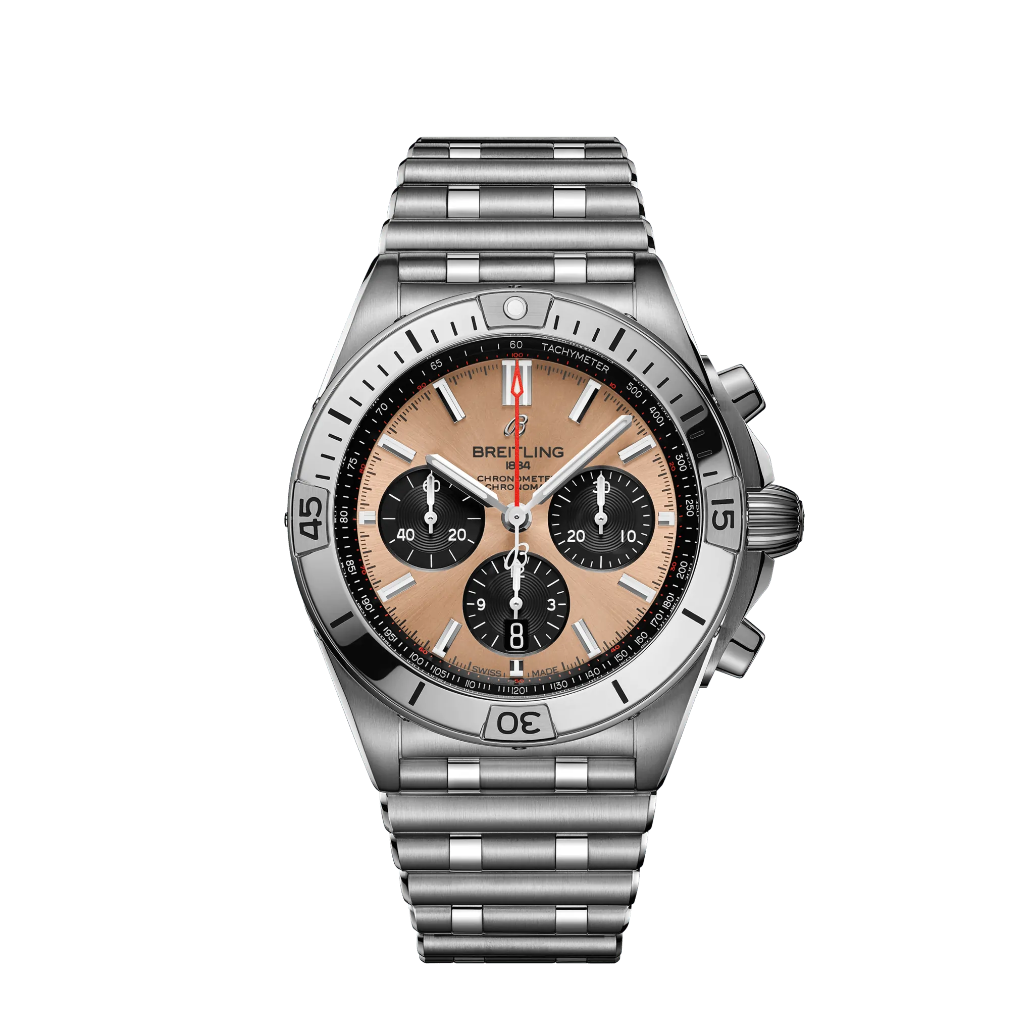 Breitling Chronomat B01 42 mm Copper and Black Dial Stainless Steel Metal Bracelet AB0134101K1A1-Breitling Watch with Vintage Chronograph Features -