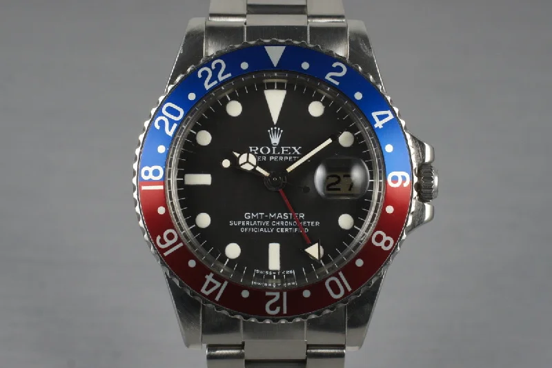 1977 Rolex GMT 1675-Rolex Watch with Leather Strap -