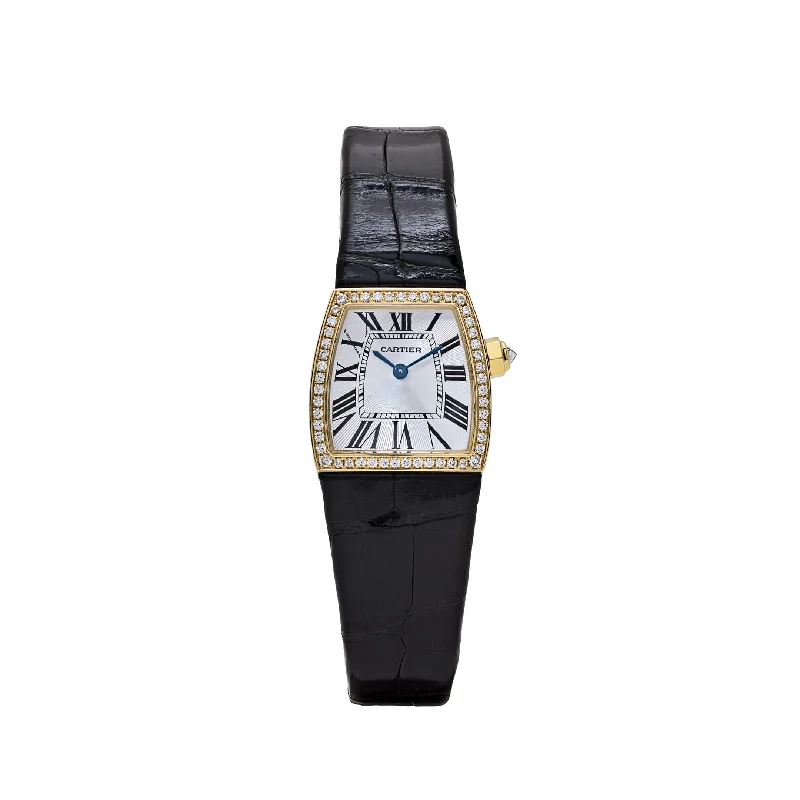 Cartier La Doña 2903 Yellow Gold Diamond Bezel Alligator-Cartier Watch with Adjustable Strap System -