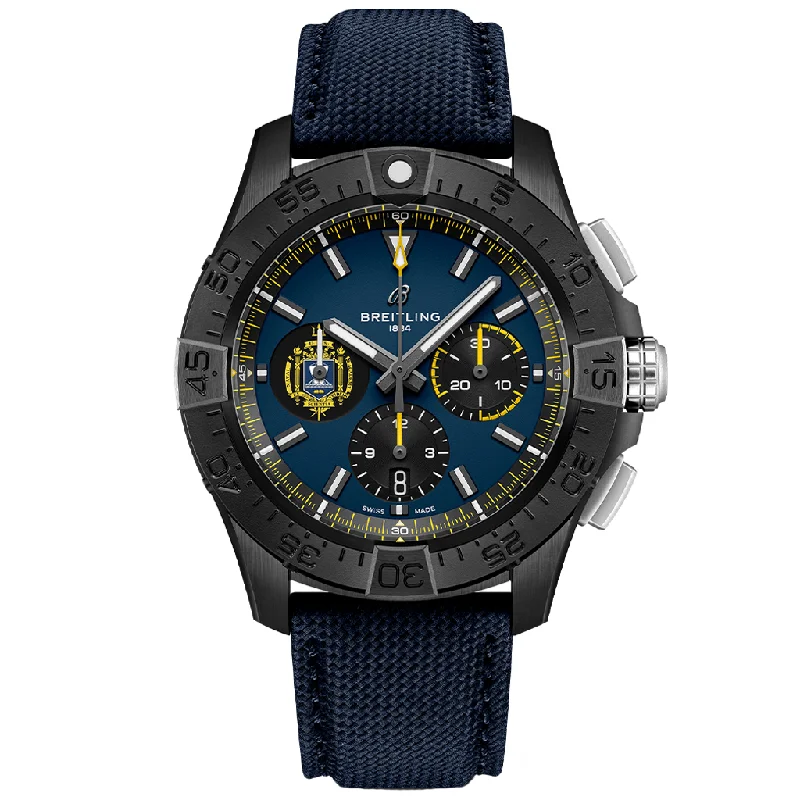 Avenger B01 Chronograph 44 Night Mission US Naval Academy SB01474A1C1X1-Breitling Watch with Classic Tachymeter Bezel -