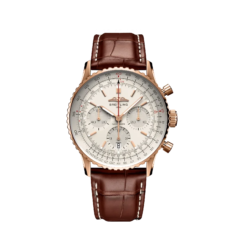 Breitling Navitimer B01 Chronograph 41 18K Red Gold Men's Watch-Breitling Watch with 3-Dial Chronograph Design -