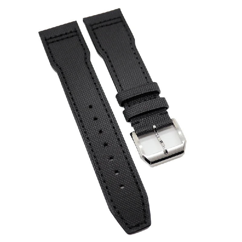 20mm, 21mm, 22mm Pilot Style Black Fiber Watch Strap For IWC, Semi Square Tail-IWC Watch with Adjustable Strap Features -