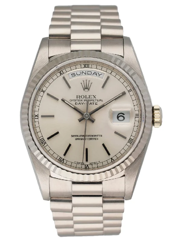 Rolex Day Date 18239 18K White Gold Men's Watch-Rolex Watch with Anniversary Edition Features -