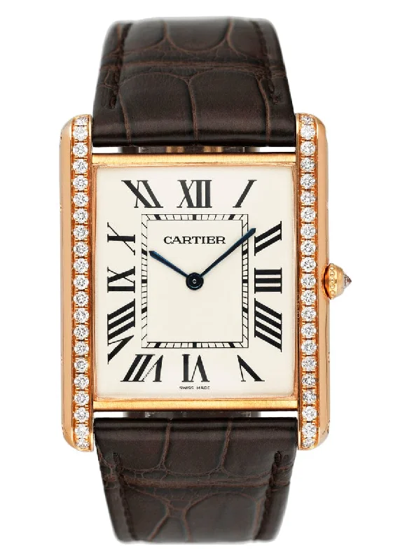 Cartier Tank Louis XL WT200005 Diamond 18K Rose Gold Mens Watch Box Papers-Cartier Watch for Exclusive Gifting -