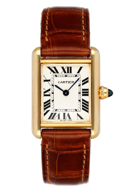 Cartier Tank Louis W1529856 18K Yellow Gold Ladies Watch Box Papers-Cartier Watch with Dual Time Zone Feature -