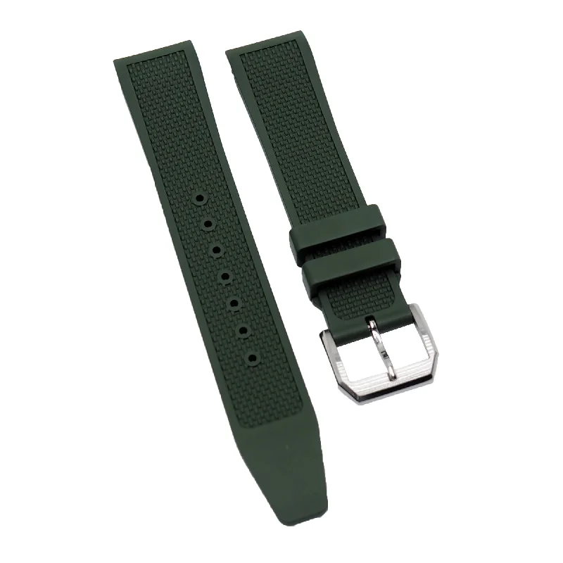 20mm Curved End Army Green FKM Rubber Watch Strap For IWC Portugieser-IWC Watch with High-Performance Design -