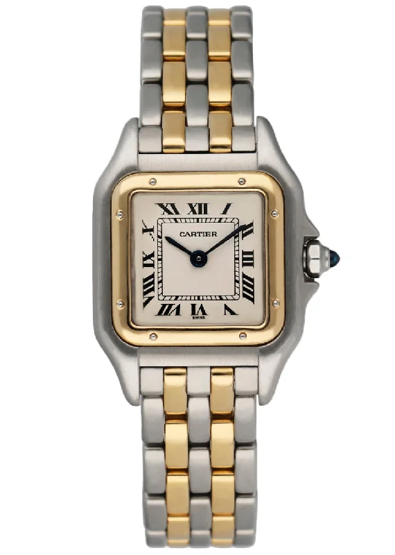 Cartier Panthere W25029B6 Two Rows Ladies Watch-Cartier Watch with Polished Steel Bracelet -