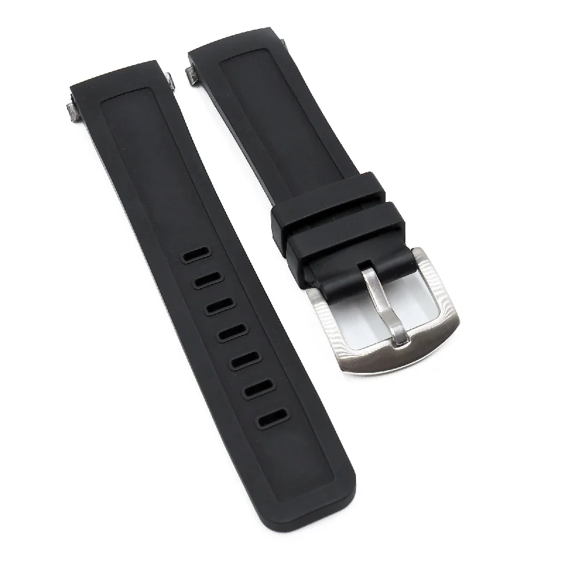 22mm Black FKM Rubber Watch Strap For IWC Aquatimer, Quick Release System-IWC Watch with Swiss Automatic Movement -