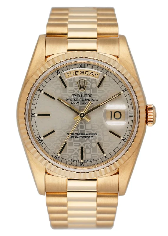 Rolex Day Date 18238 Sliver Anniversary Dial Mens Watch Box Papers-Rolex Watch with Classic Gold Dial -