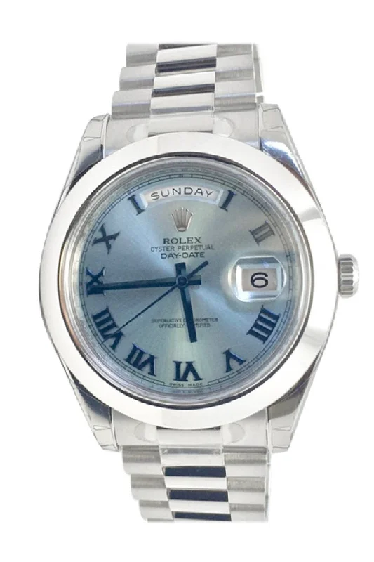 ROLEX Day-Date II 41 Ice Blue Dial Platinum President Men's Watch 218206-Rolex Watch for Business Professionals -