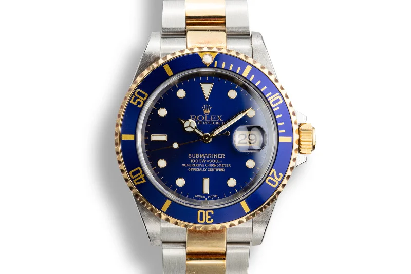 2002 Rolex Two-Tone Submariner 16613 Blue Dial with Box and Papers.-Rolex Watch for Limited Collectors -