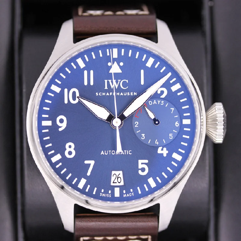 IWC Le Petit Prince Big Pilot Unworn 46mm IW501002 Blue Dial Pre-Owned-IWC Watch with Moonphase -