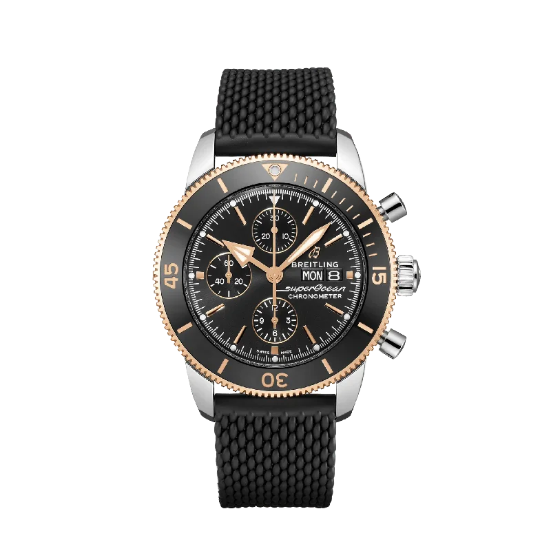 Breitling Superocean Heritage Chronograph 44 Stainless Steel & 18K Rose Gold Men's Watch-Breitling Watch with 24-Hour Format -