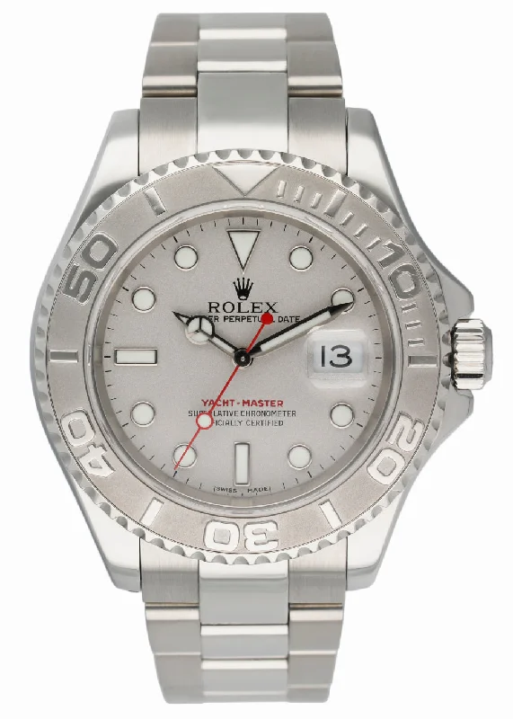 Rolex Yacht Master 16622 Platinum Bezel Mens Watch-Rolex Watch with Silver Dial -