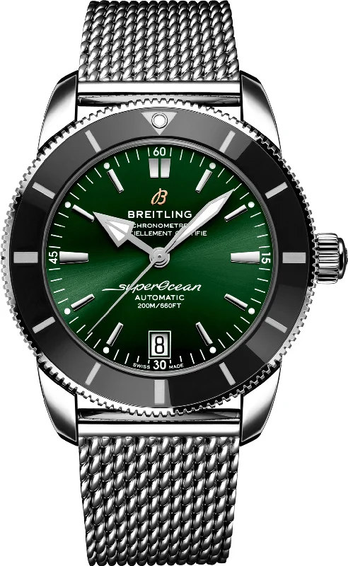 Breitling Superocean Heritage Green Bracelet-Breitling Watch with Black Dial -