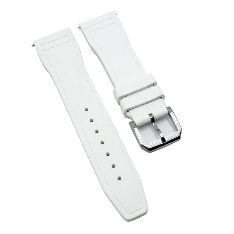 20mm, 21mm, 22mm Pilot Style White FKM Rubber Watch Strap For IWC, Semi Square Tail, Quick Release Spring Bars-IWC Watch with Advanced Functionality -