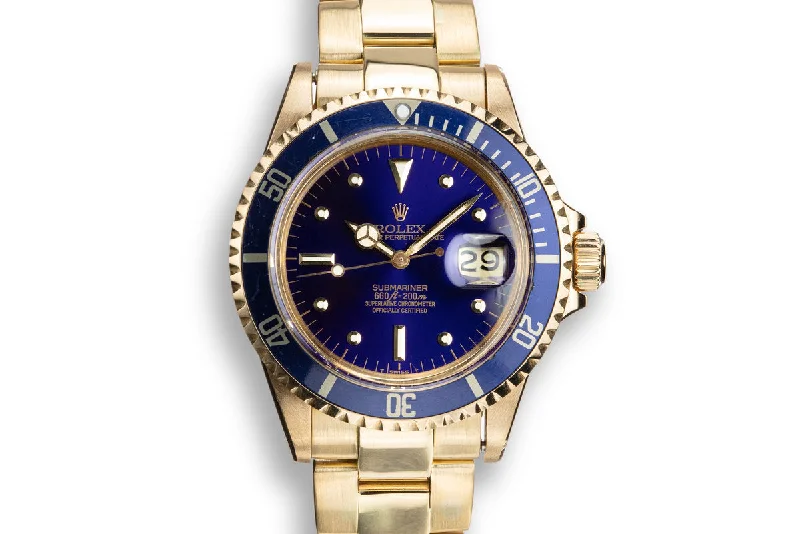 1972 Rolex 18K YG Submariner 1680 Blue Nipple Dial-Rolex Watch with Exhibition Caseback -