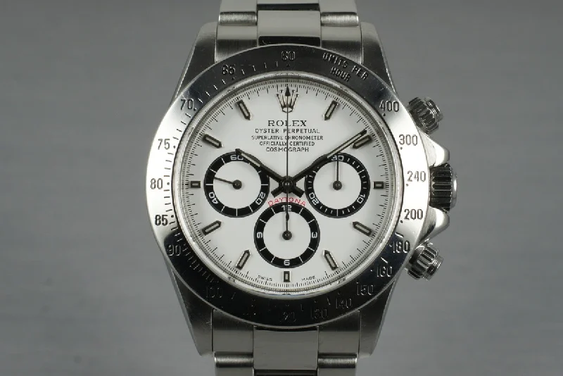 1999 Rolex Zenith Daytona 16520 White Dial with Box and Papers-Rolex Watch with 5-Day Power Reserve -