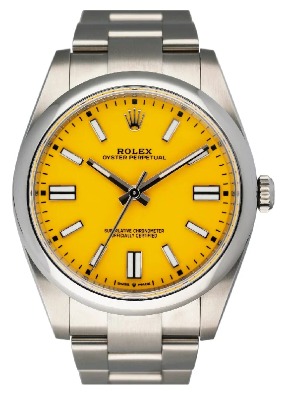 Rolex Oyster Perpetual 124300 Yellow Dial Mens Watch Box & Papers-Rolex Watch for Smart Collectors -