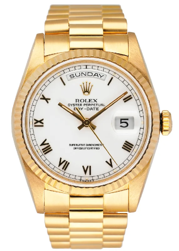 Rolex Day Date 18238 White Dial Yellow Gold Mens Watch-Rolex Watch for Limited Edition Collectors -