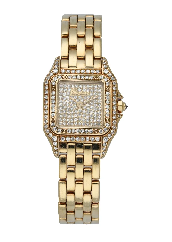 Cartier Panthere 1280 2 Yellow Gold Ladies Diamond Watch-Cartier Watch for Vintage Lovers -