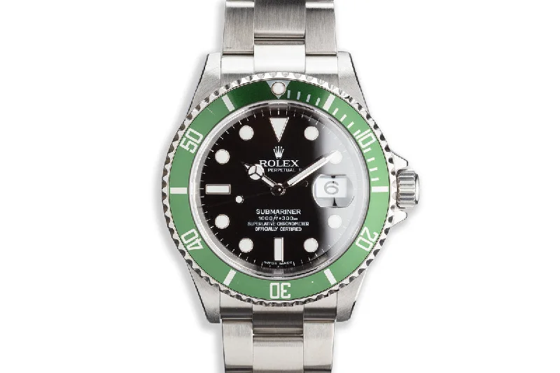 2006 Rolex Green Anniversary Submariner 16610T-Rolex Watch with Quickset Date -