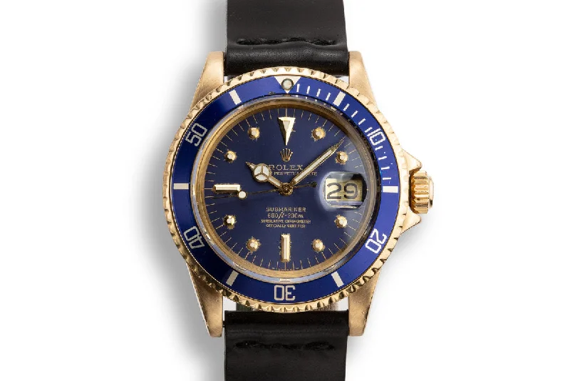 1978 Rolex 18K YG Submariner 1680 Blue Nipple Dial-Rolex Watch with Steel Case -