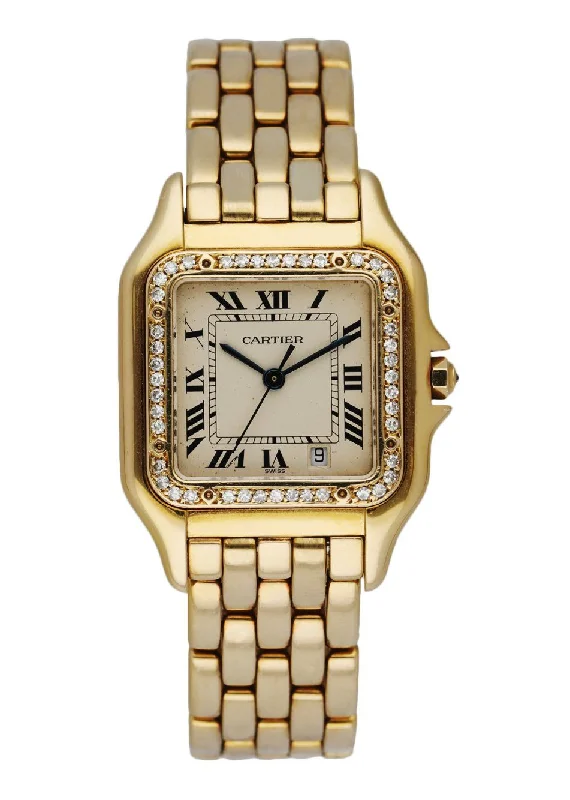 Cartier Panthere 18K Yellow Gold Diamond Bezel Midsize Watch-Cartier Watch for Fashion Lovers -