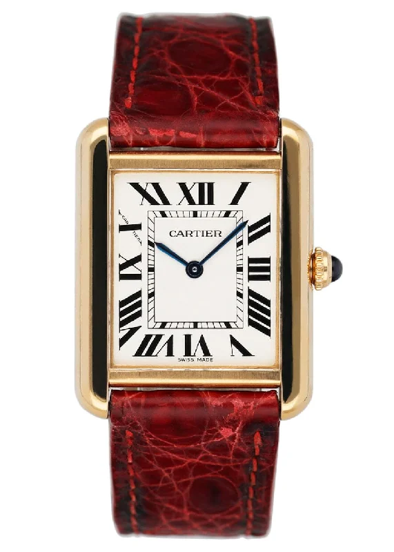 Cartier Tank Solo W1018755 18K Yellow Gold Ladies Watch-Cartier Watch with Dual Chronograph -