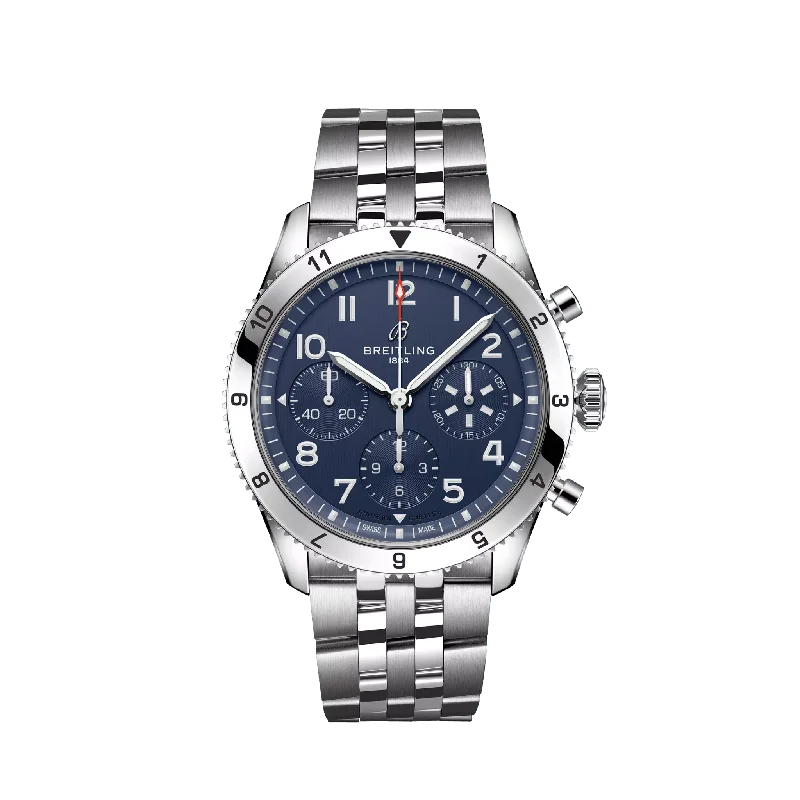 Breitling Classic AVI Chronograph 42 mm Stainless steel Men's Watch-Breitling Watch with Digital and Analog Display -