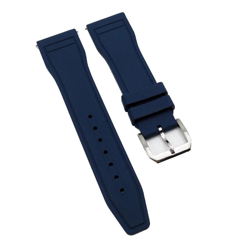 20mm, 21mm, 22mm Pilot Style Navy Blue FKM Rubber Watch Strap For IWC, Semi Square Tail, Quick Release Spring Bars-IWC Watch for Limited-Edition Lovers -