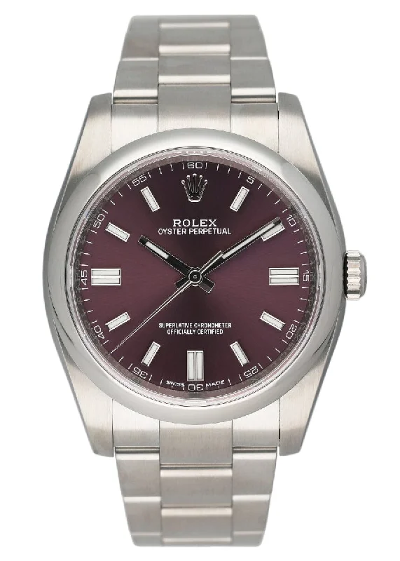 Rolex Oyster Perpetual 116000 Grape Dial Steel Mens Watch Box Papers-Rolex Watch with Quickset Date -