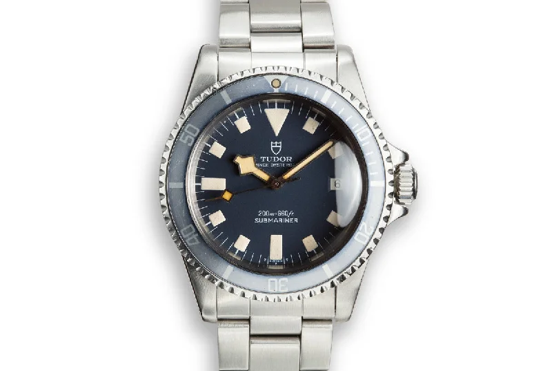 1979 Tudor Snowflake Submariner 94110 Blue Dial with Box and Papers-Rolex Watch with Blue Leather Strap -