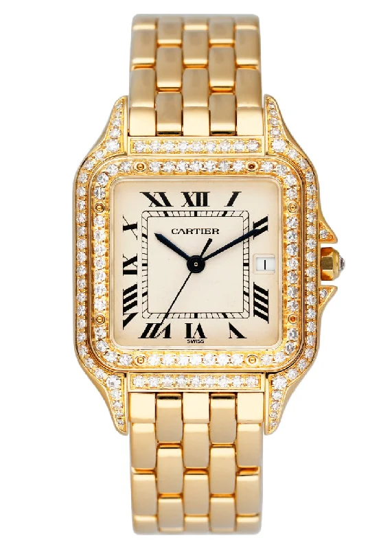 Cartier Panthere Large Size Diamond 18K Yellow Gold-Cartier Watch for Collectible Editions -