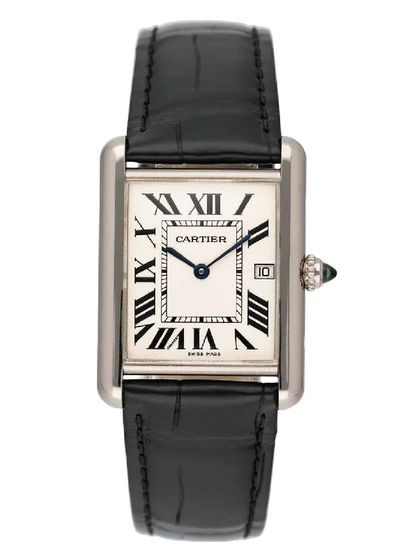 Cartier Tank Louis W1540956 Large Size 18K White Gold Ladies Watch-Cartier Watch for Investment Value -