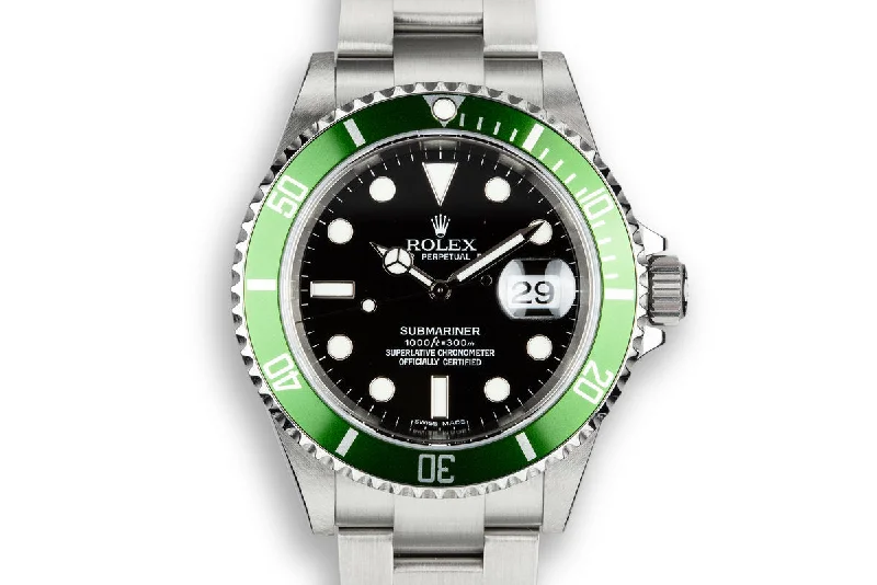 2006 Rolex Anniversary Green Submariner 16610LV with Box and Papers-Rolex Watch with Swiss Craftsmanship -