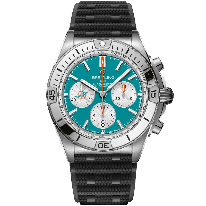 Chronomat B01 42 NFL Miami Dolphins Edition AB01342B1L2S1-Breitling Watch with Alligator Strap for Comfort -