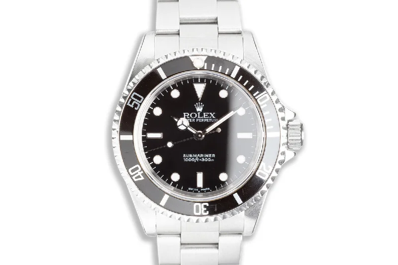 2002 Rolex Submariner 14060m with Service Card-Rolex Watch with Alligator Leather Strap -