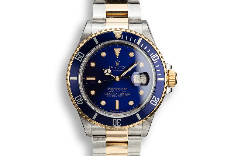 1988 Rolex Two-Tone Submariner 16803 Blue Dial with Box and Papers-Rolex Watches for Sale -