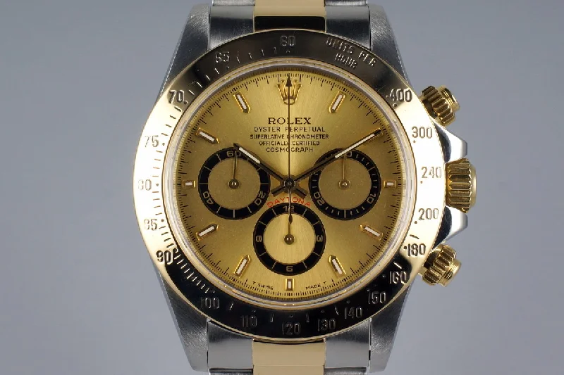 1997 Rolex Two Tone Zenith Daytona 16523 with Box and Papers-Rolex Watch with Red Dial -